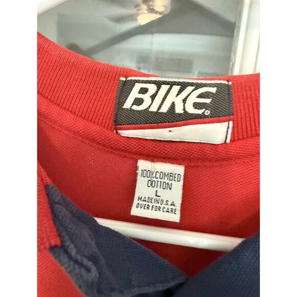 Vintage BIKE polo SMU Mustangs embroidered color block red white blue Large - Picture 3 of 9